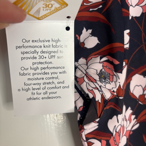 Kastel Denmark Athletic Golf Tennis Sun Shirt in Navy w/ Pink Peonies Size XS - Picture 11 of 13